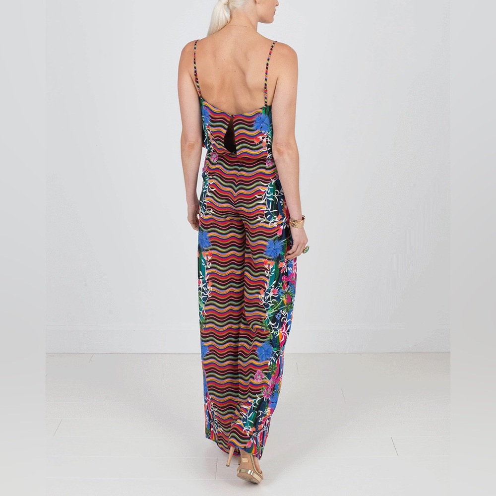 SALONI Loretta Jumpsuit in Meadow Silk Spaghetti Strap Colorful Floral - Picture 11 of 11